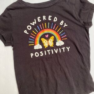 Old Navy Black Tee with Colorful Rainbow and Butterfly